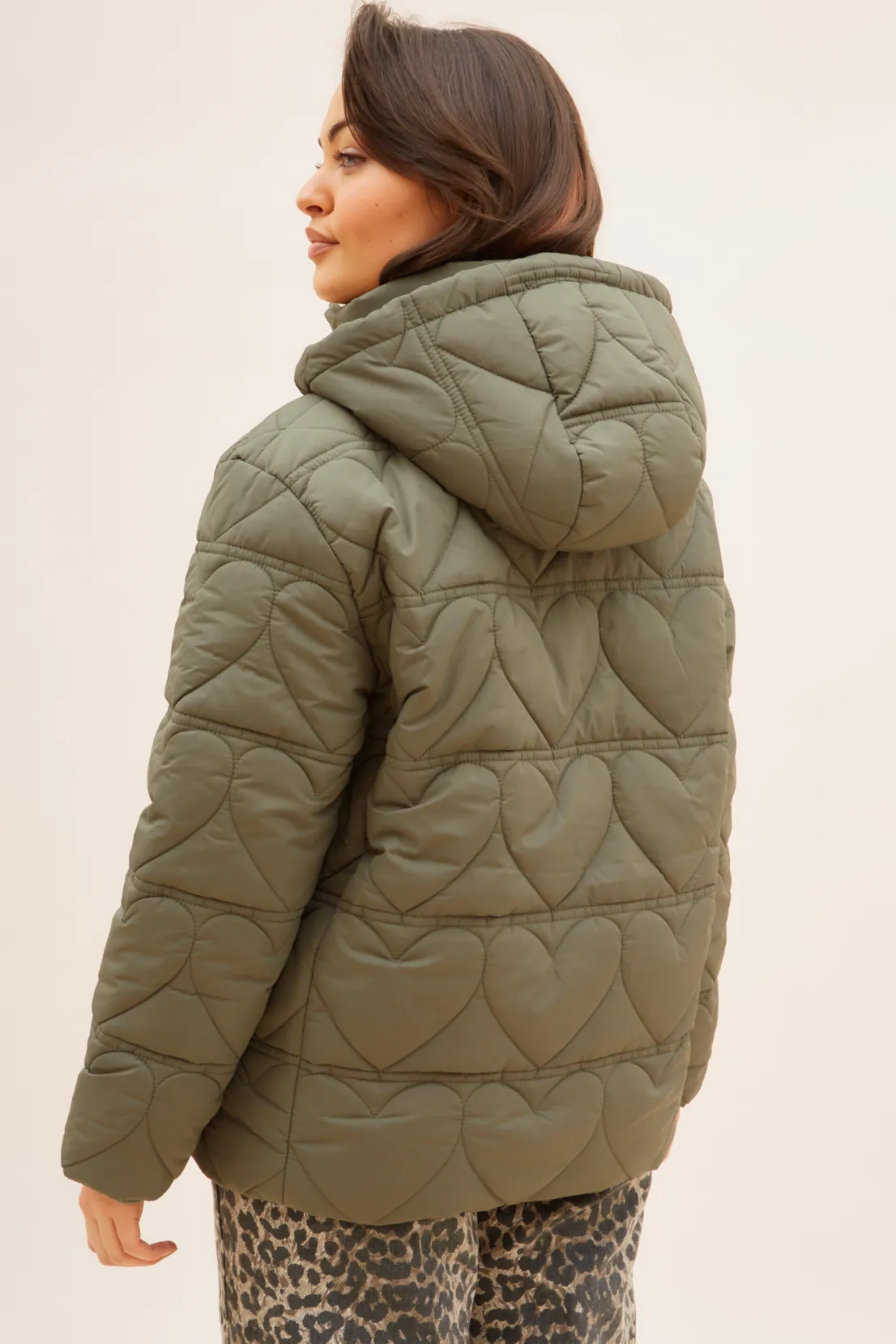 O&F Heart Quilted Coat