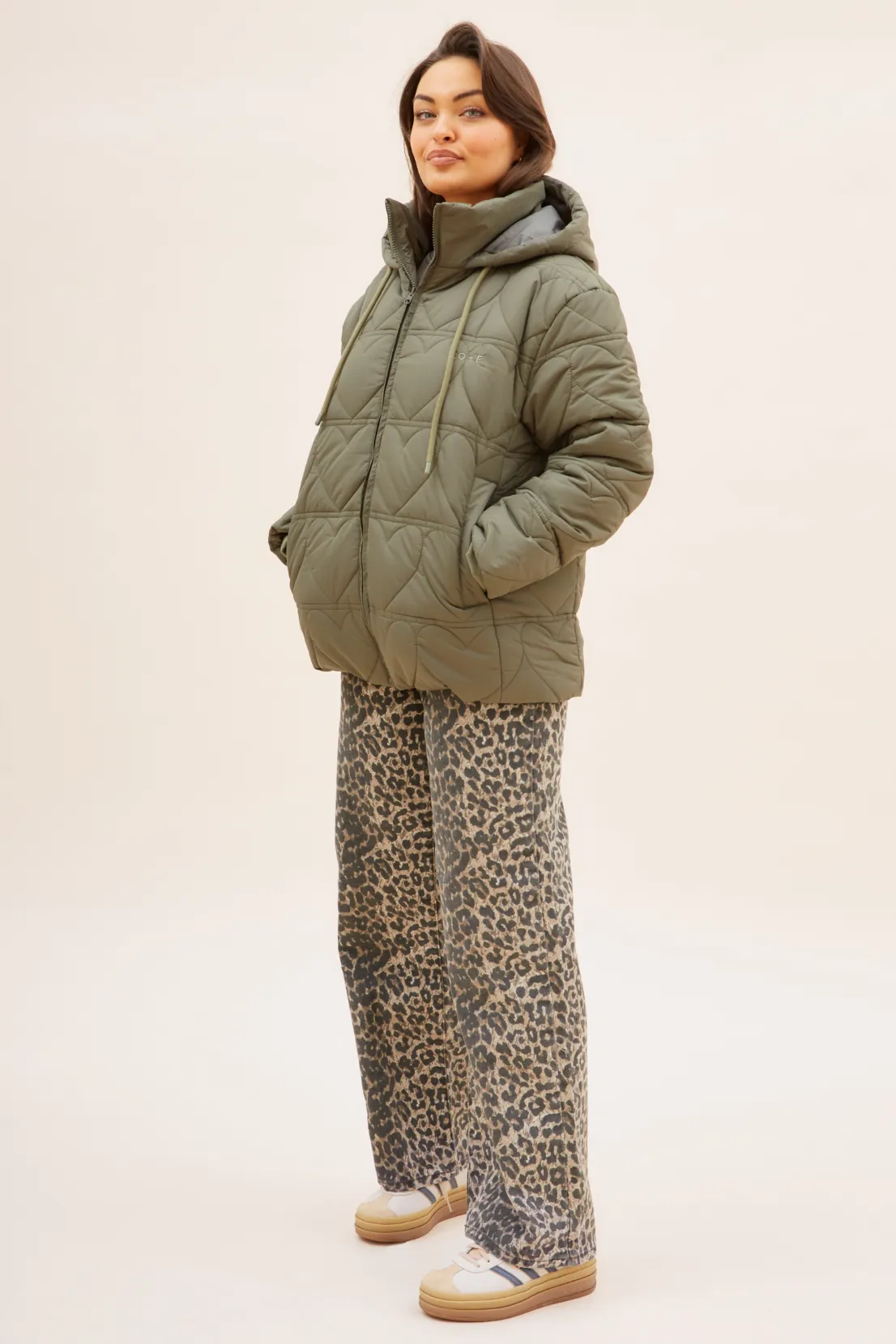 O&F Heart Quilted Coat
