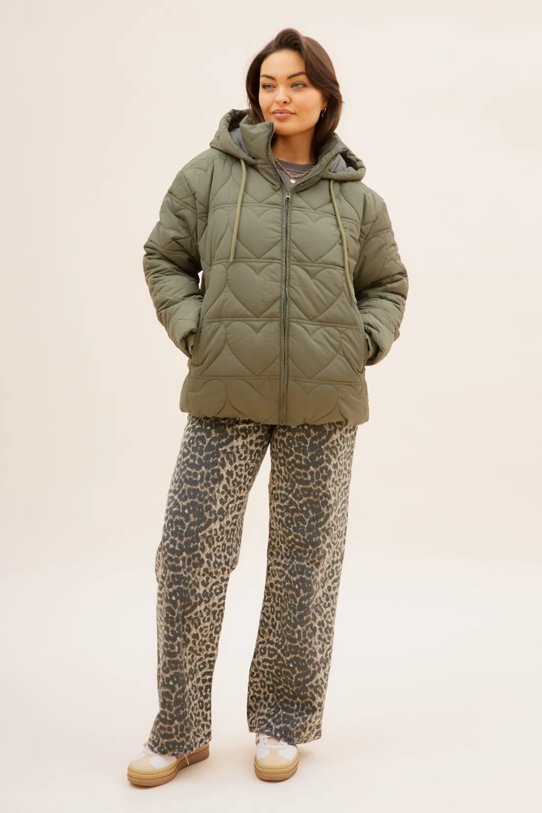 O&F Heart Quilted Coat