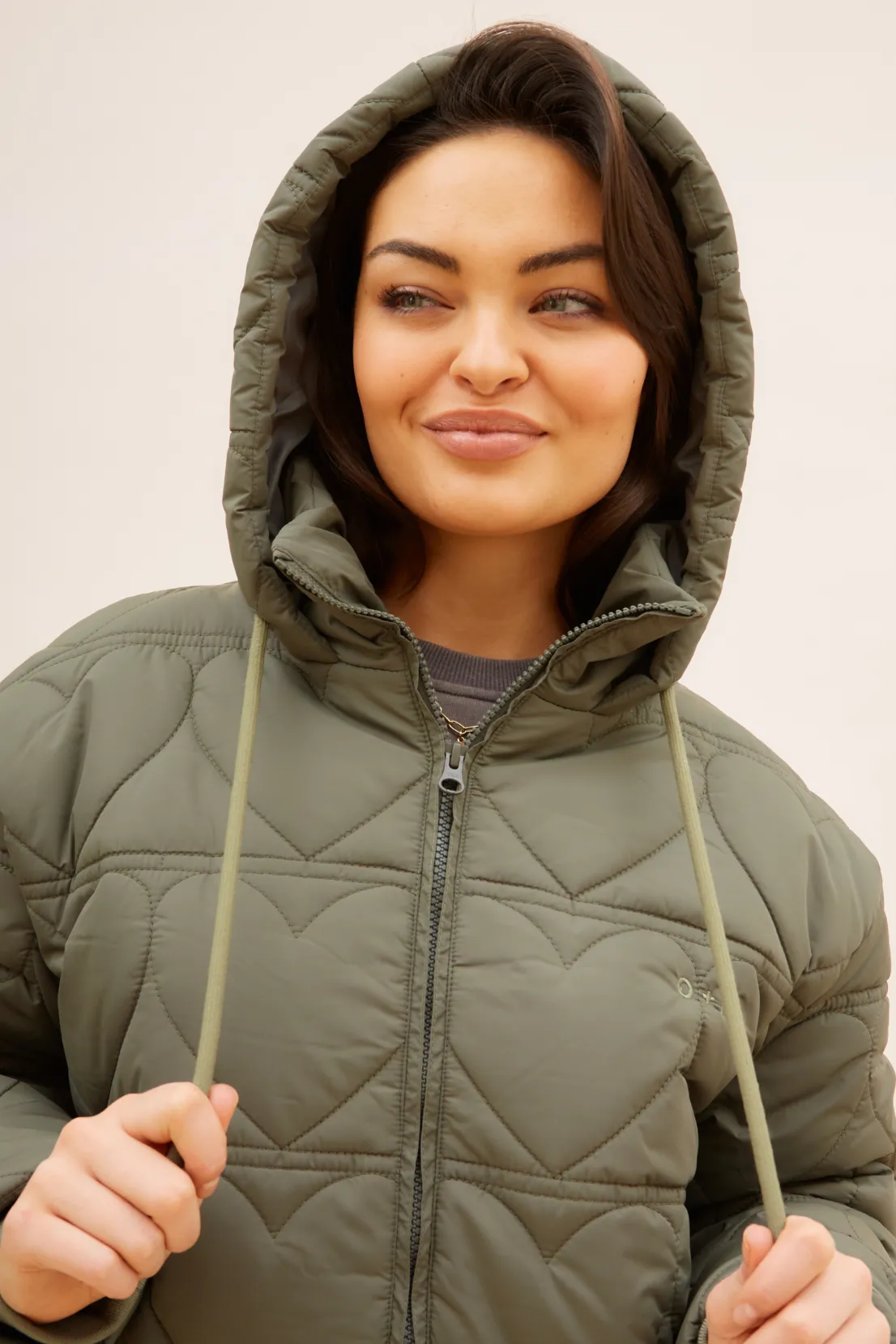 O&F Heart Quilted Coat