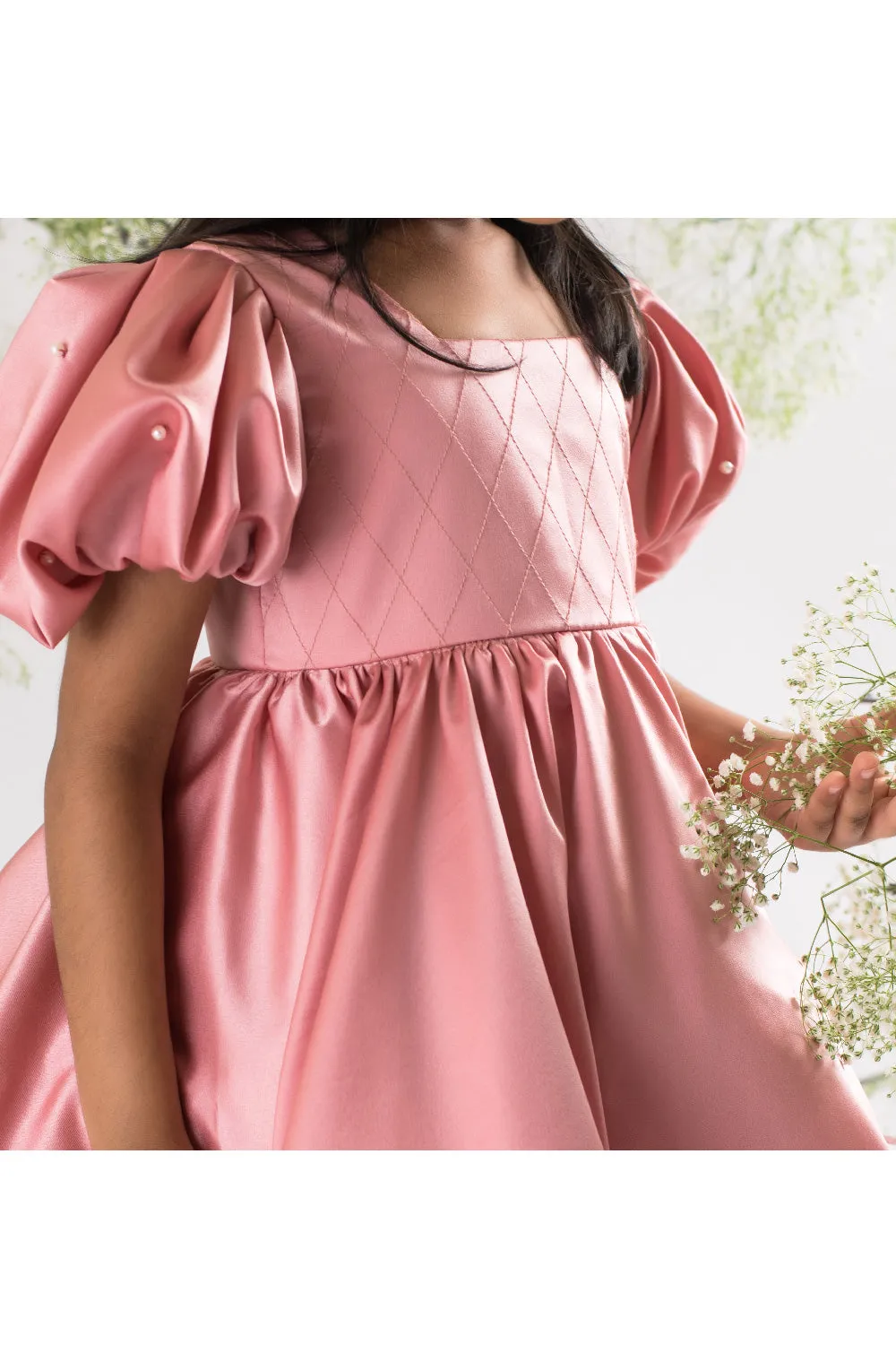 Pearl Embroidered Satin Dress