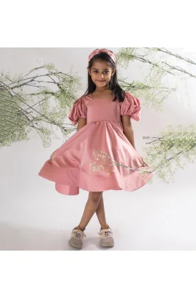 Pearl Embroidered Satin Dress