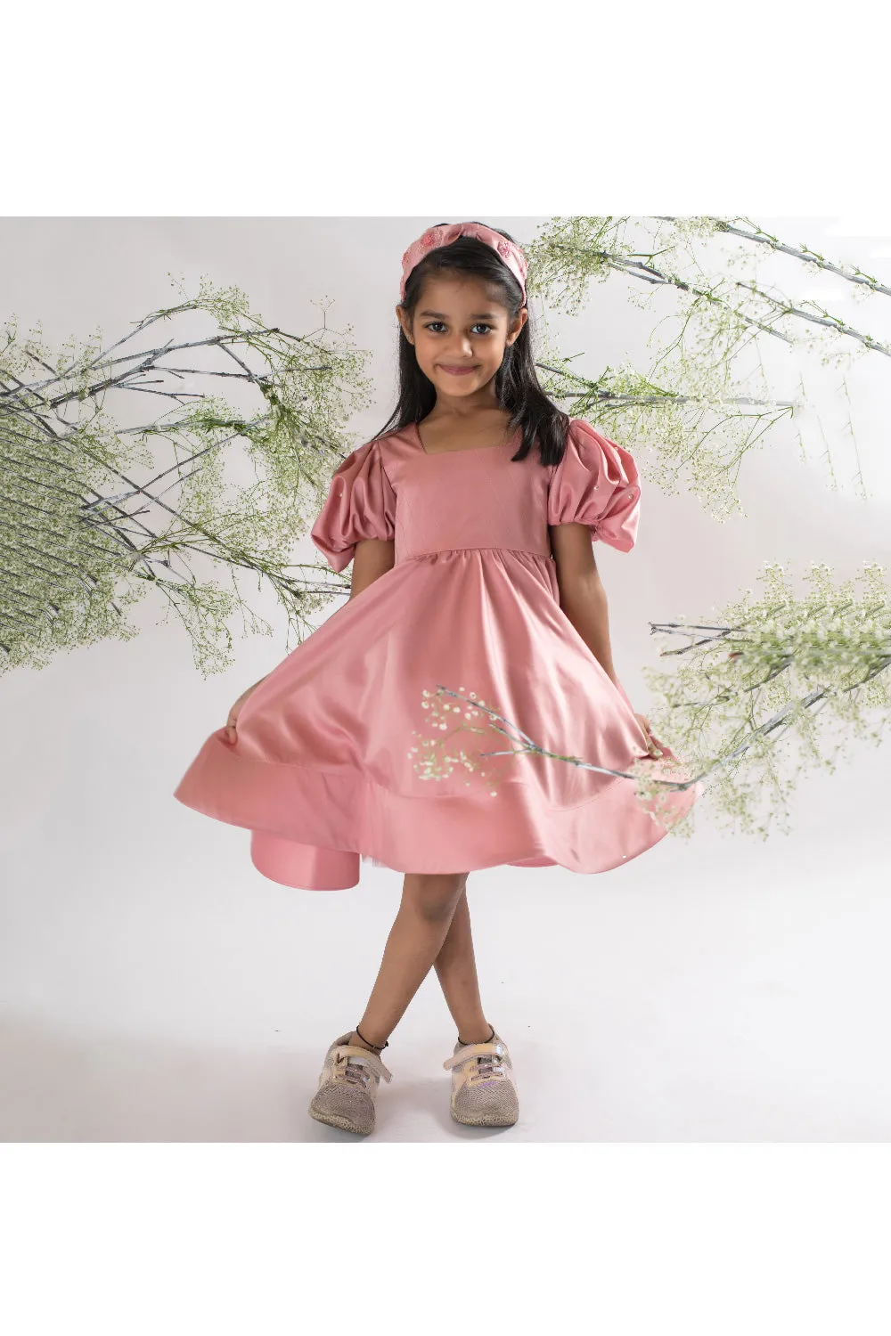 Pearl Embroidered Satin Dress