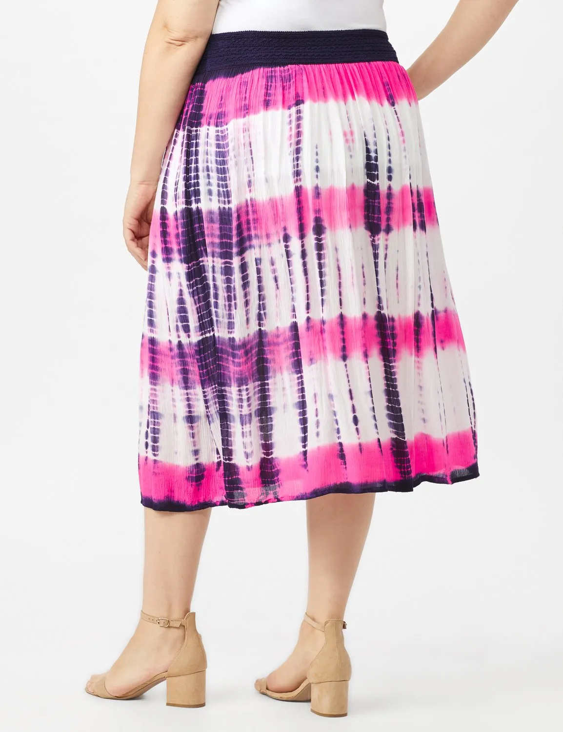 Rayon Gauze Pull On Skirt with Decorative Waistband