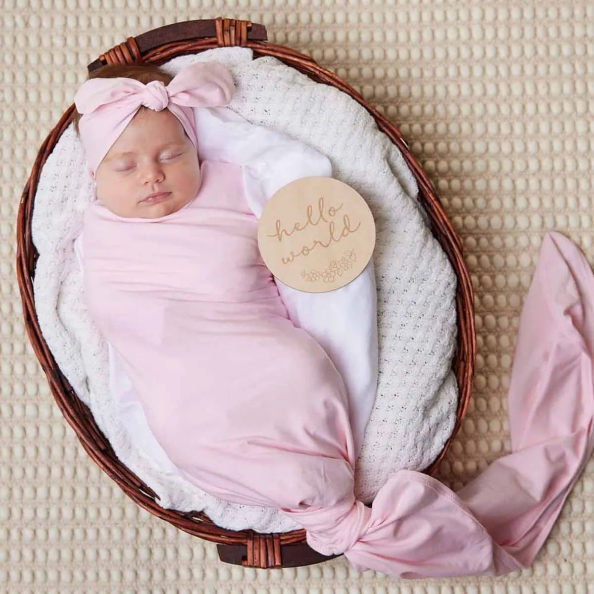 Snuggle Hunny Jersey Wrap with Matching Headwear - Baby Pink
