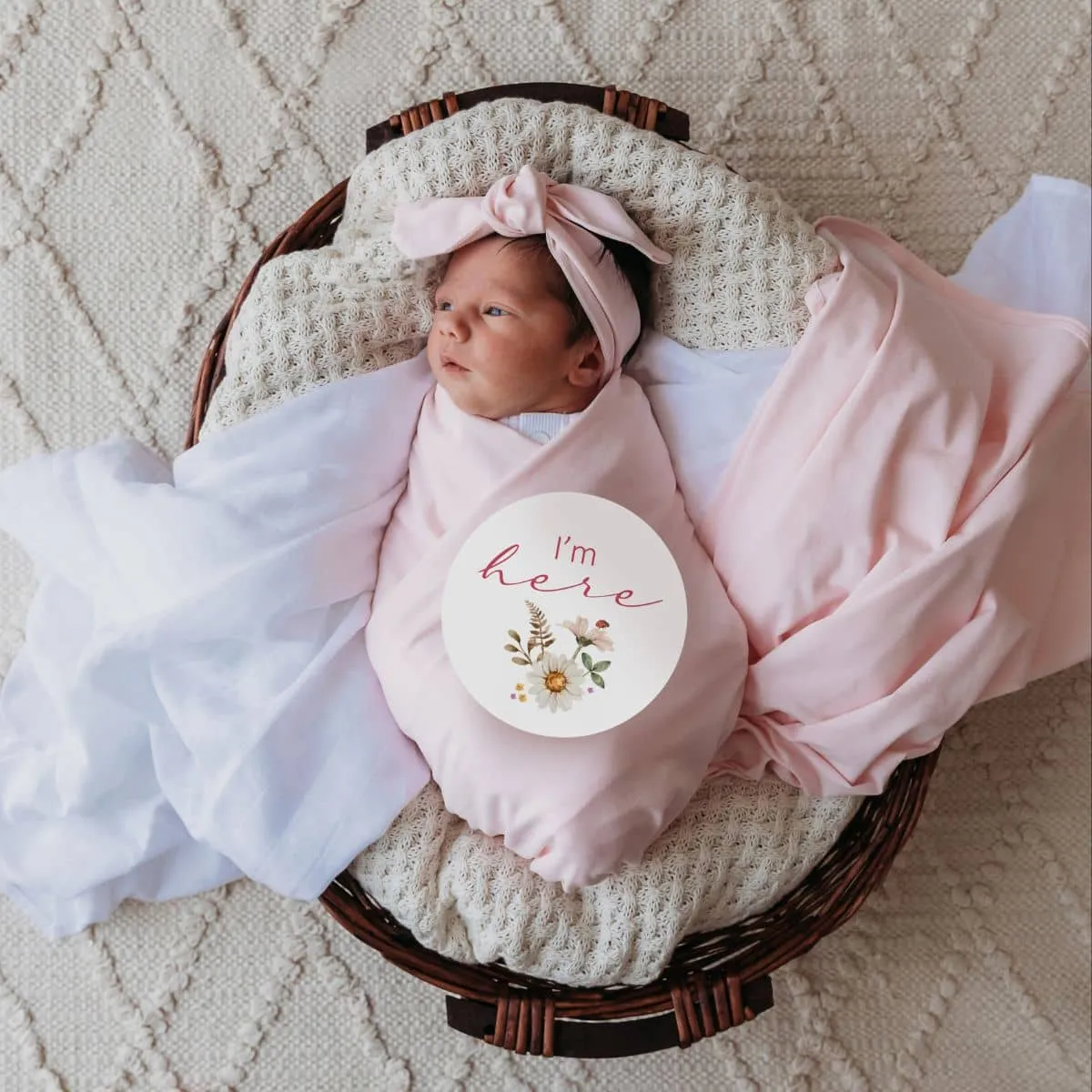 Snuggle Hunny Jersey Wrap with Matching Headwear - Baby Pink