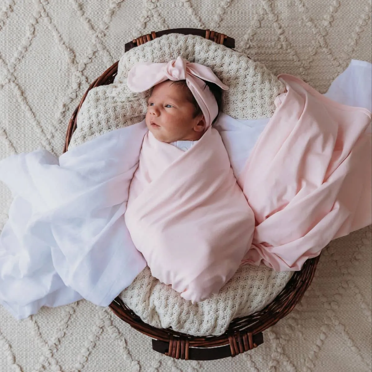 Snuggle Hunny Jersey Wrap with Matching Headwear - Baby Pink