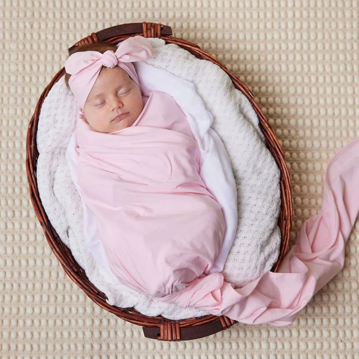 Snuggle Hunny Jersey Wrap with Matching Headwear - Baby Pink