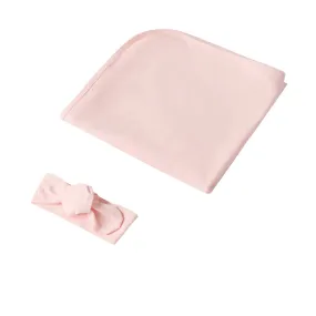 Snuggle Hunny Jersey Wrap with Matching Headwear - Baby Pink