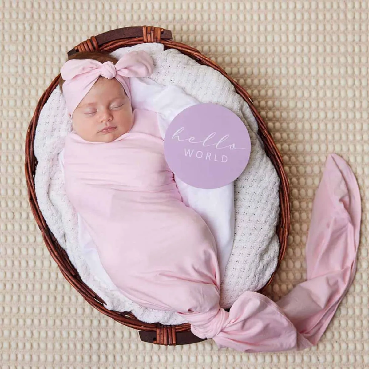 Snuggle Hunny Jersey Wrap with Matching Headwear - Baby Pink