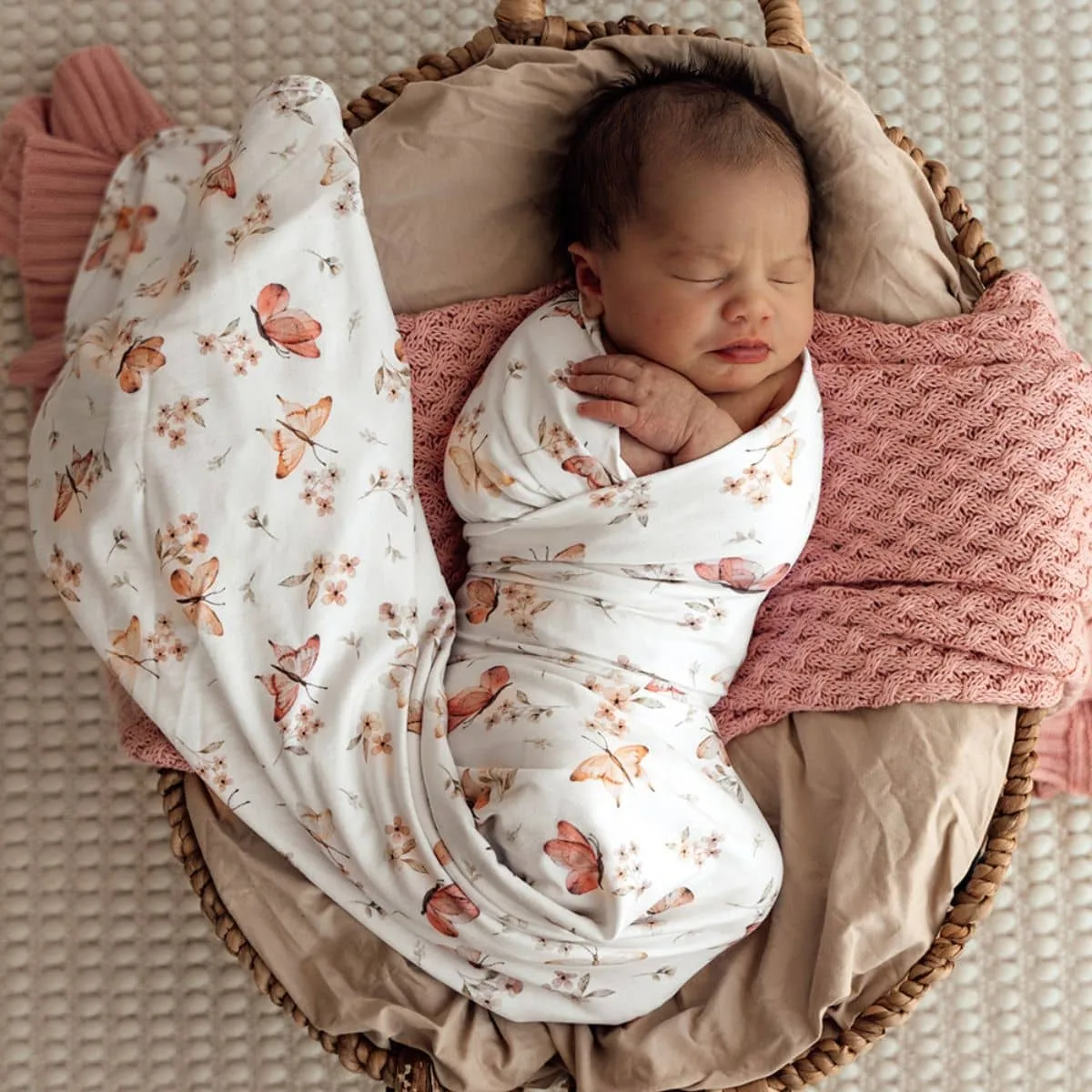 Snuggle Hunny Jersey Wrap with Matching Headwear - Butterfly
