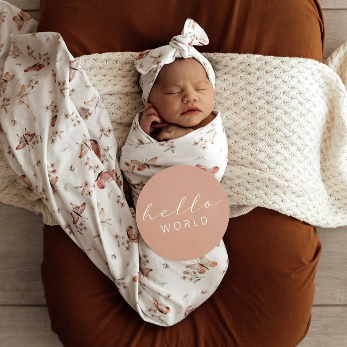 Snuggle Hunny Jersey Wrap with Matching Headwear - Butterfly
