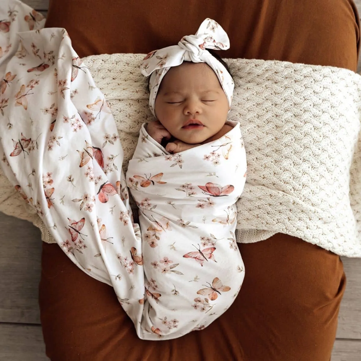 Snuggle Hunny Jersey Wrap with Matching Headwear - Butterfly