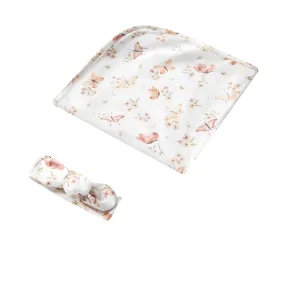 Snuggle Hunny Jersey Wrap with Matching Headwear - Butterfly