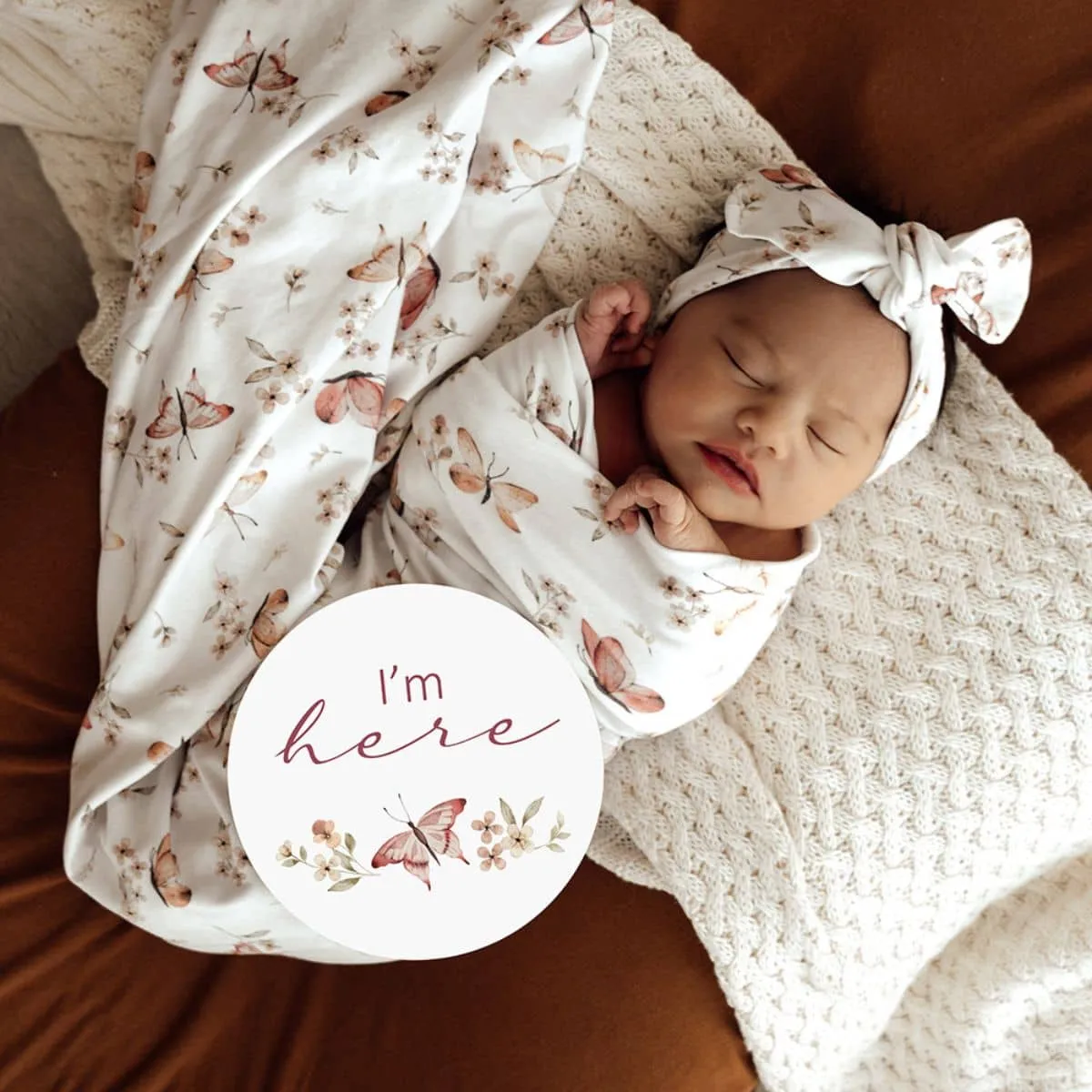 Snuggle Hunny Jersey Wrap with Matching Headwear - Butterfly