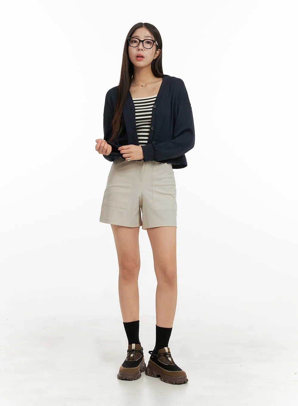 Solid Loose Fit Shorts OA429