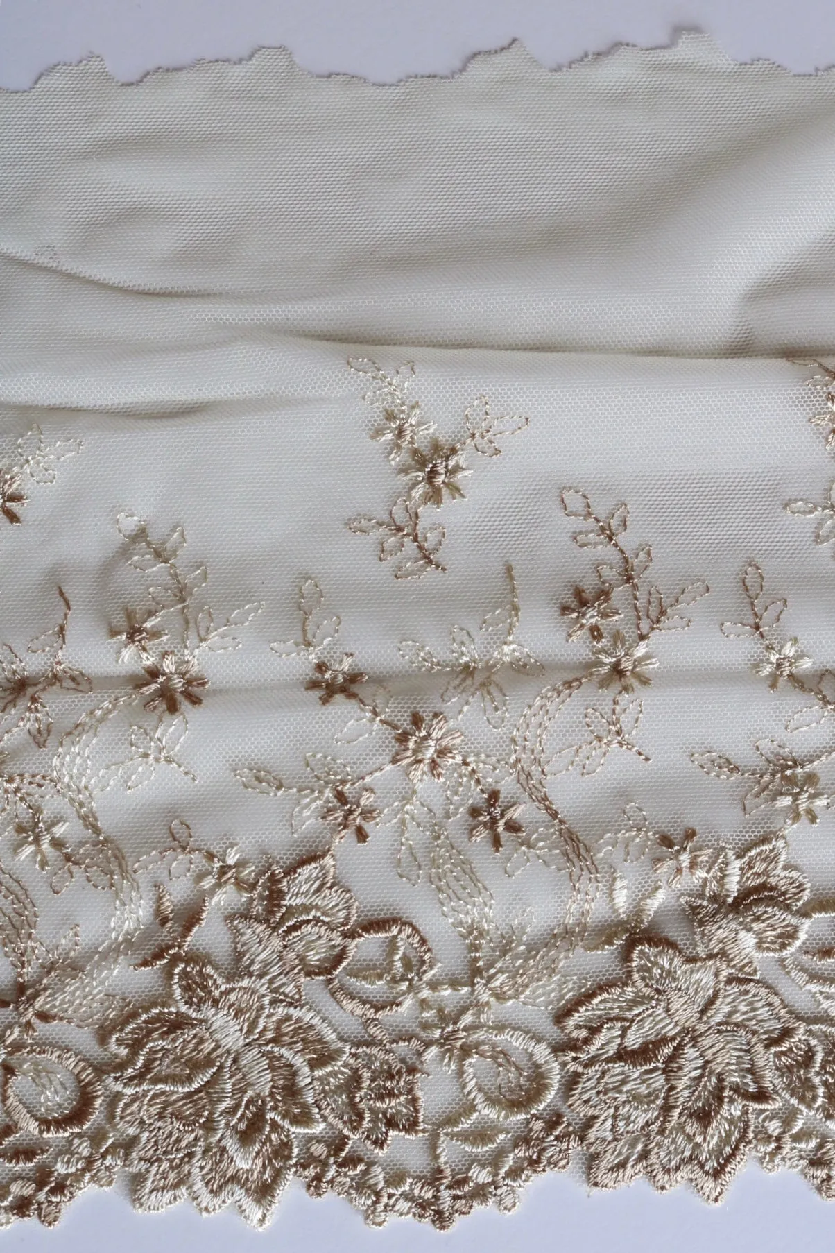 Sugar Cookie Beige 9" Wide Embroidered Lace Trim