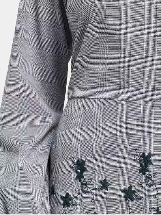 TastyHottie - Cute Checked Embroidered Long Sleeve Dress