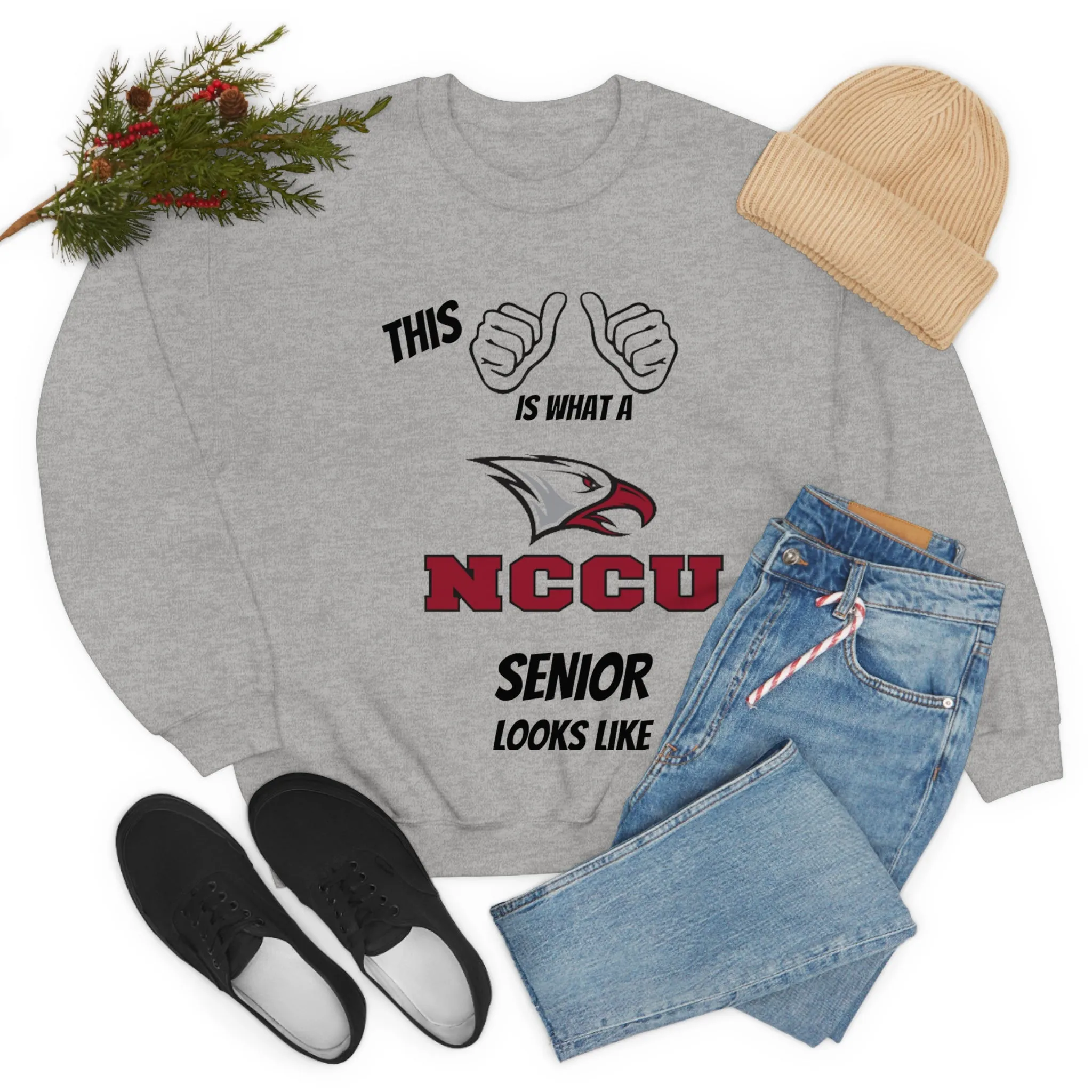 This Is What A NCCU Senior Looks Like Unisex Heavy Blend™ Crewneck Sweatshirt