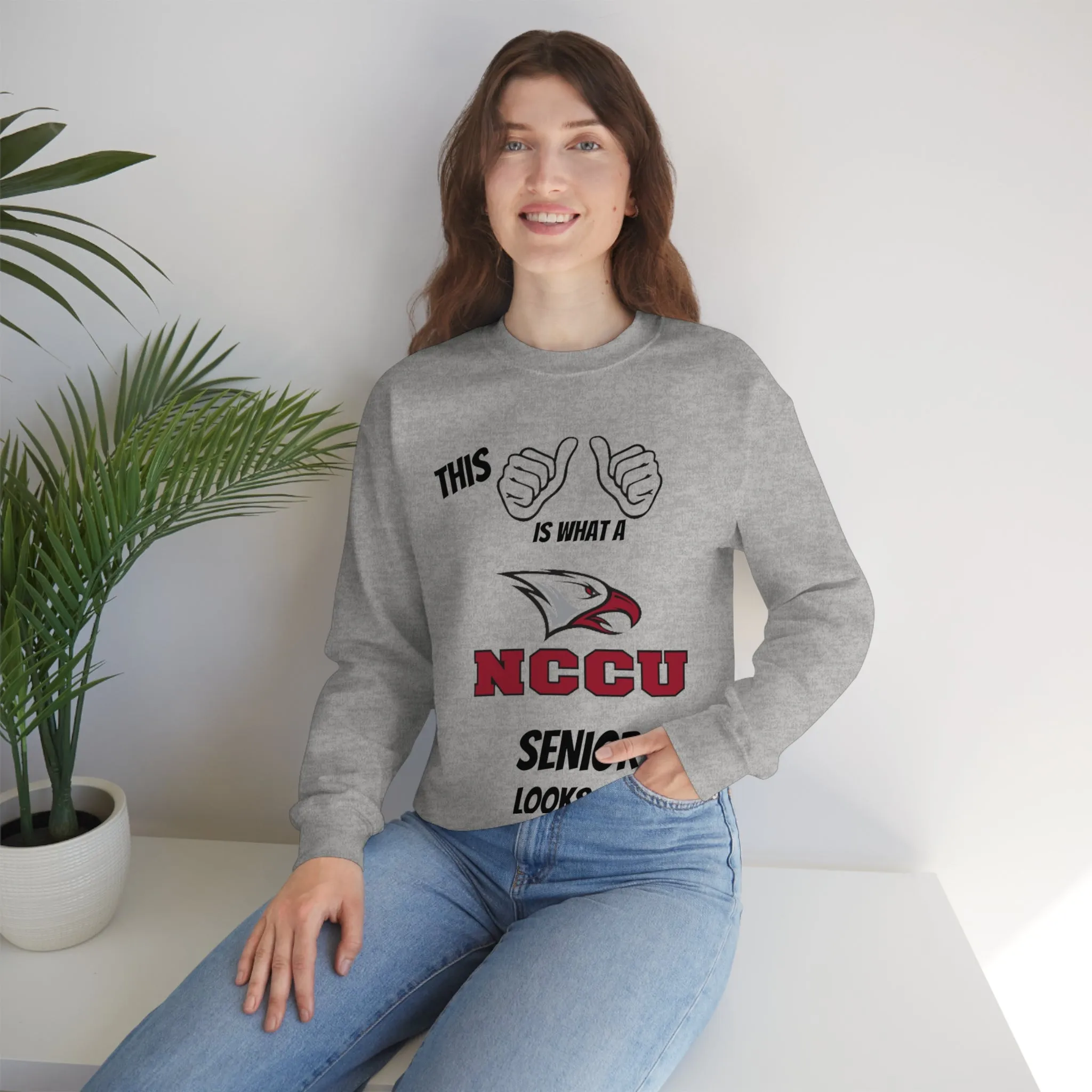 This Is What A NCCU Senior Looks Like Unisex Heavy Blend™ Crewneck Sweatshirt