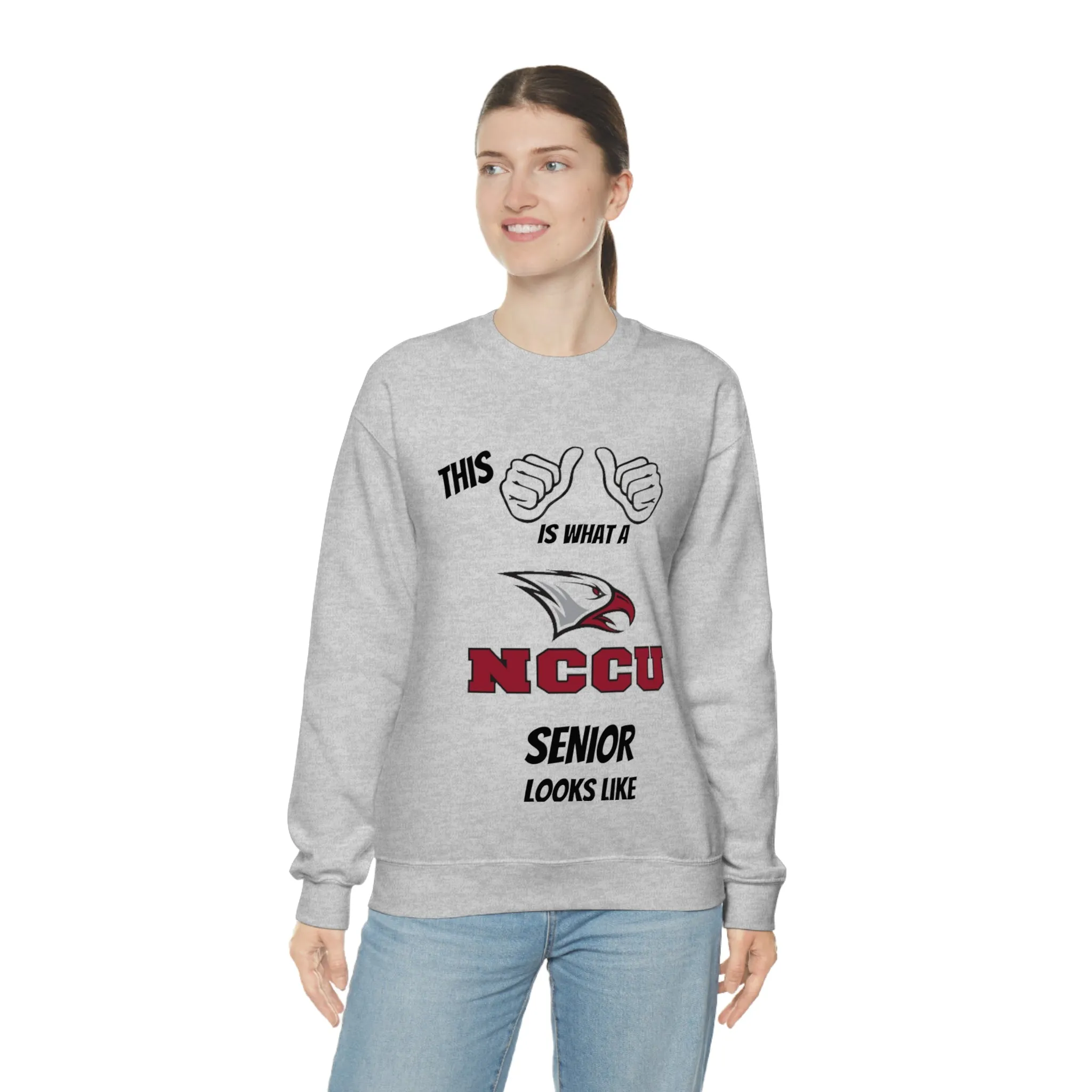 This Is What A NCCU Senior Looks Like Unisex Heavy Blend™ Crewneck Sweatshirt