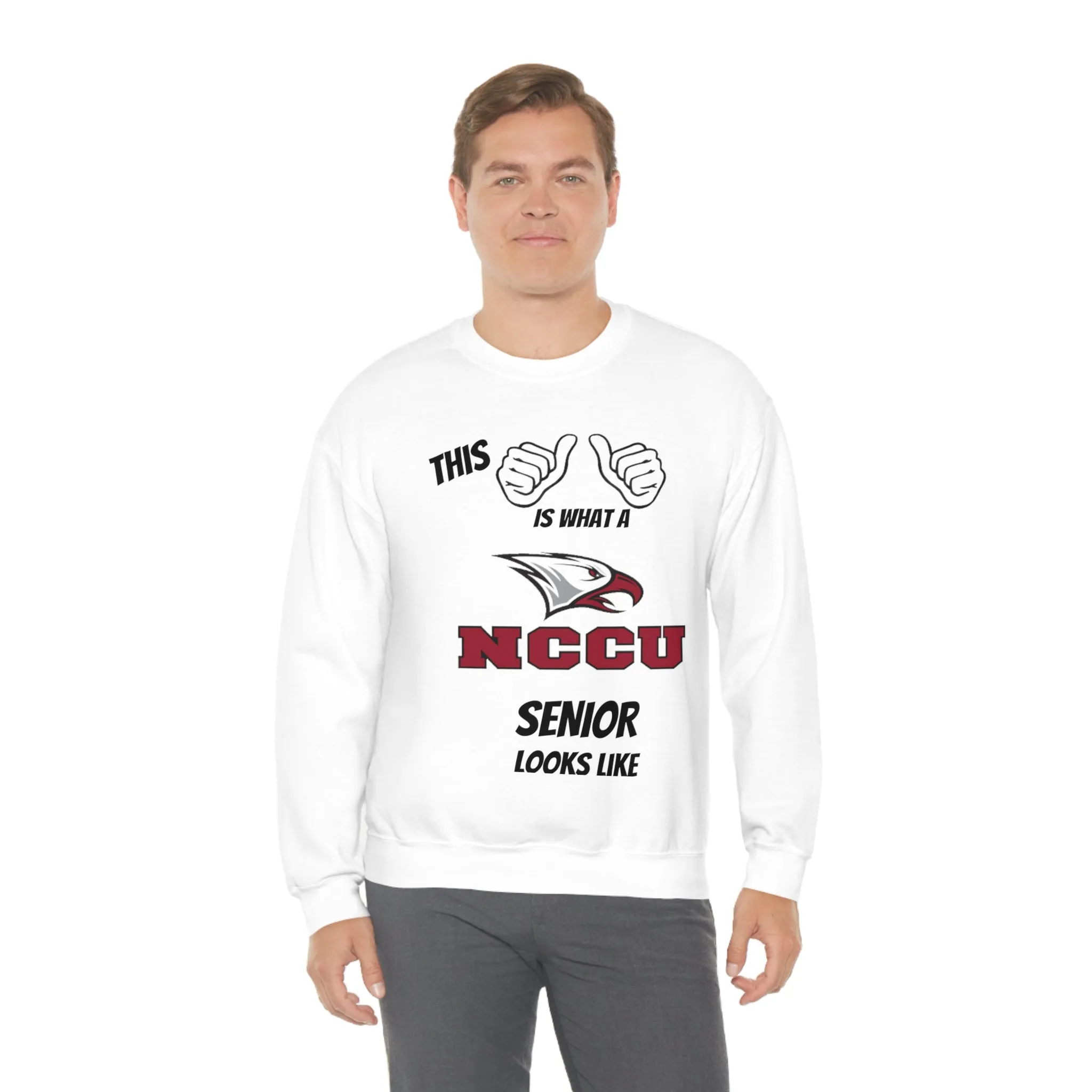 This Is What A NCCU Senior Looks Like Unisex Heavy Blend™ Crewneck Sweatshirt