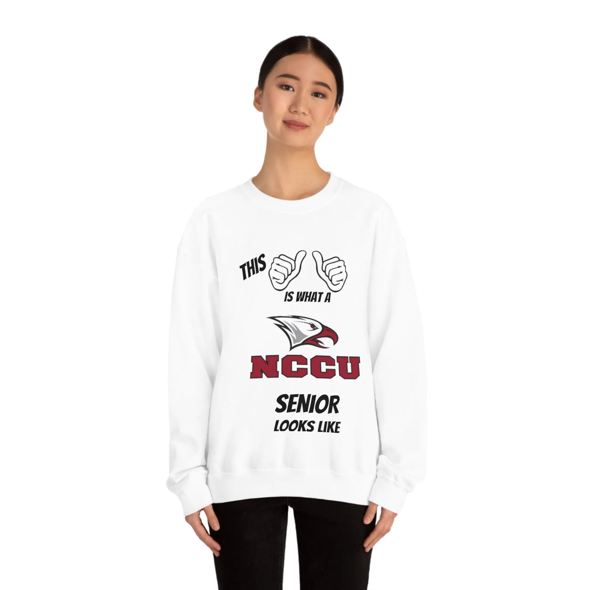 This Is What A NCCU Senior Looks Like Unisex Heavy Blend™ Crewneck Sweatshirt