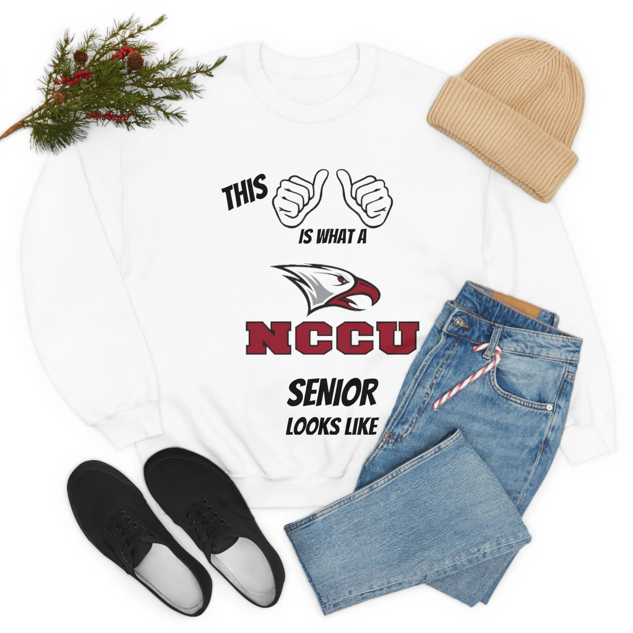 This Is What A NCCU Senior Looks Like Unisex Heavy Blend™ Crewneck Sweatshirt