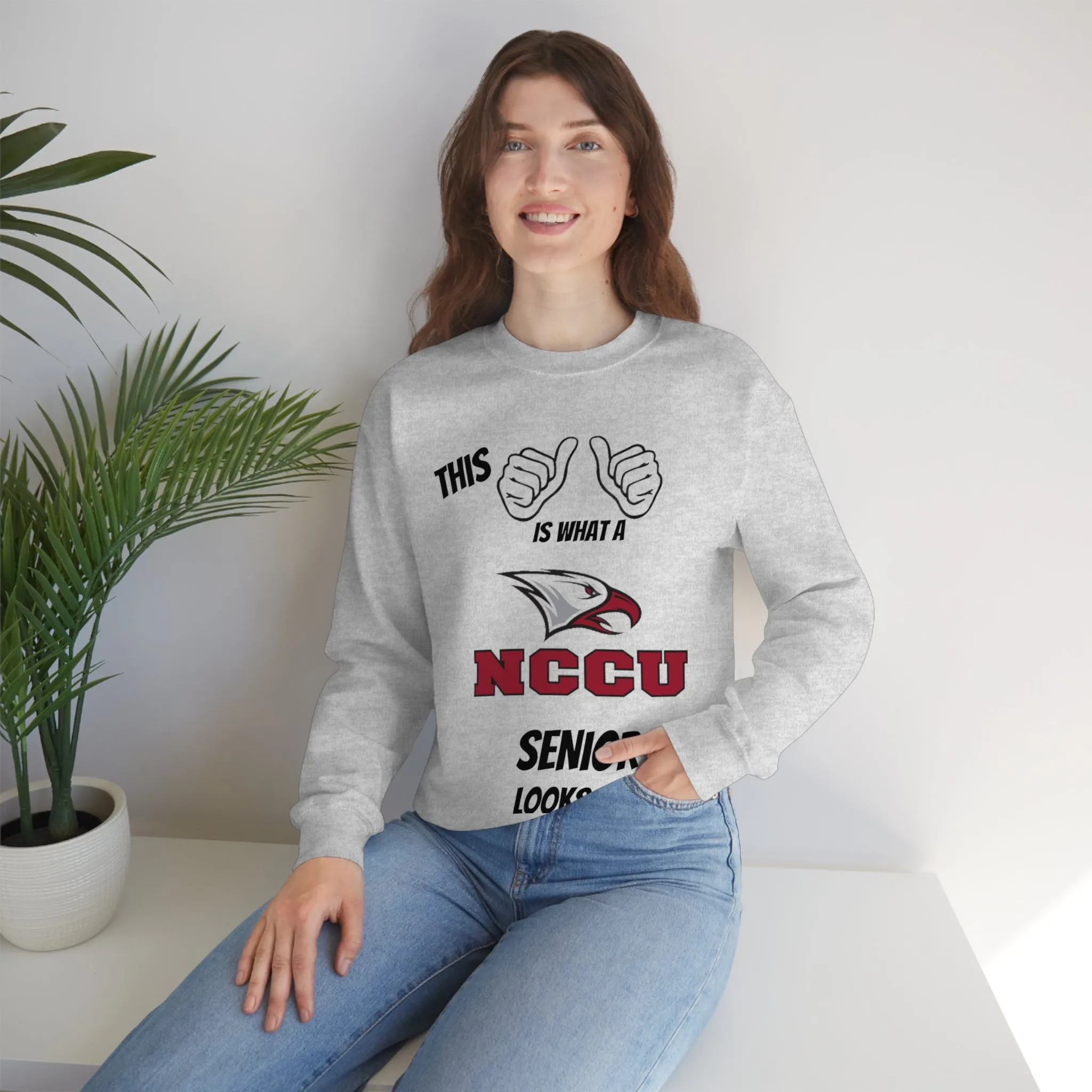 This Is What A NCCU Senior Looks Like Unisex Heavy Blend™ Crewneck Sweatshirt