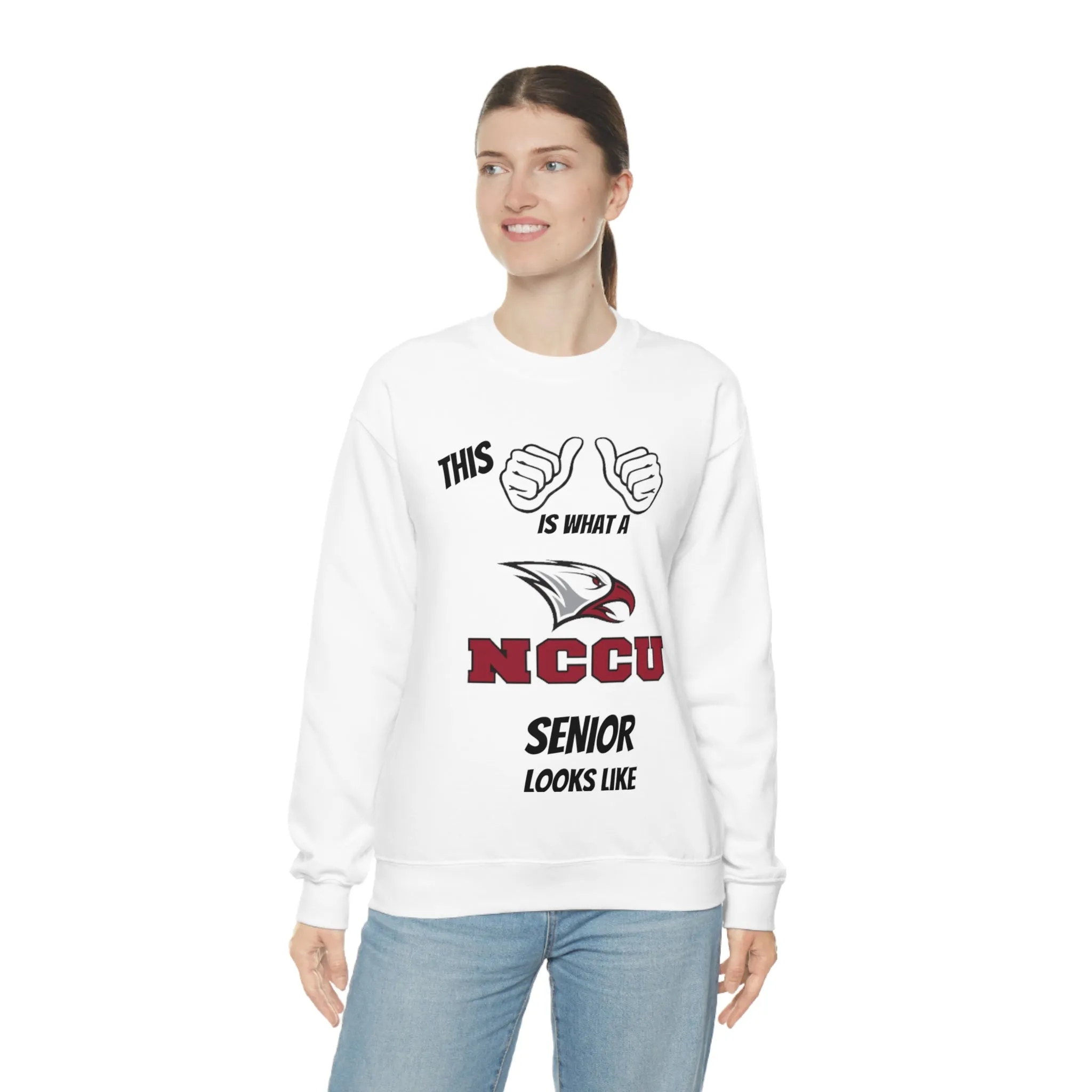 This Is What A NCCU Senior Looks Like Unisex Heavy Blend™ Crewneck Sweatshirt