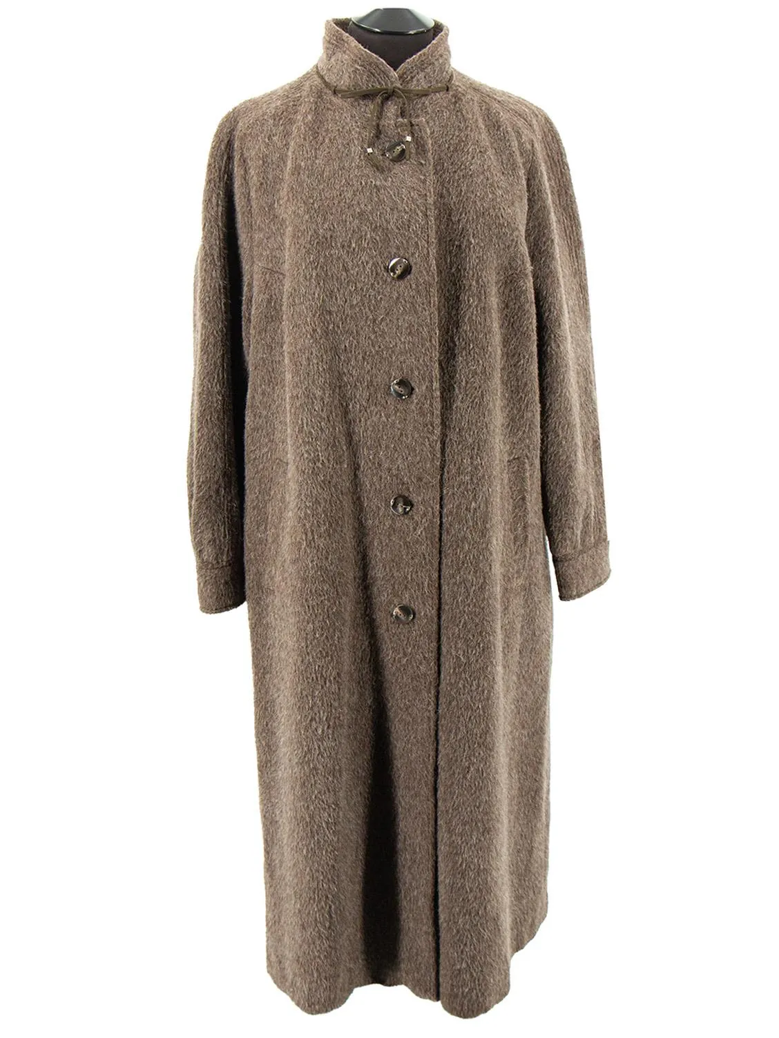 True Vintage Brown Llama Wool Mix Full Length Coat
