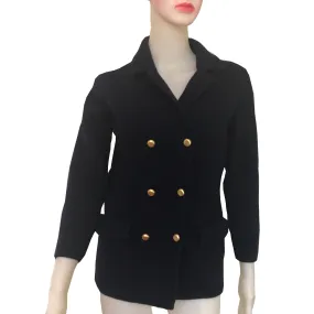Vintage 1970s Military Style Navy Blue Wool Jacket