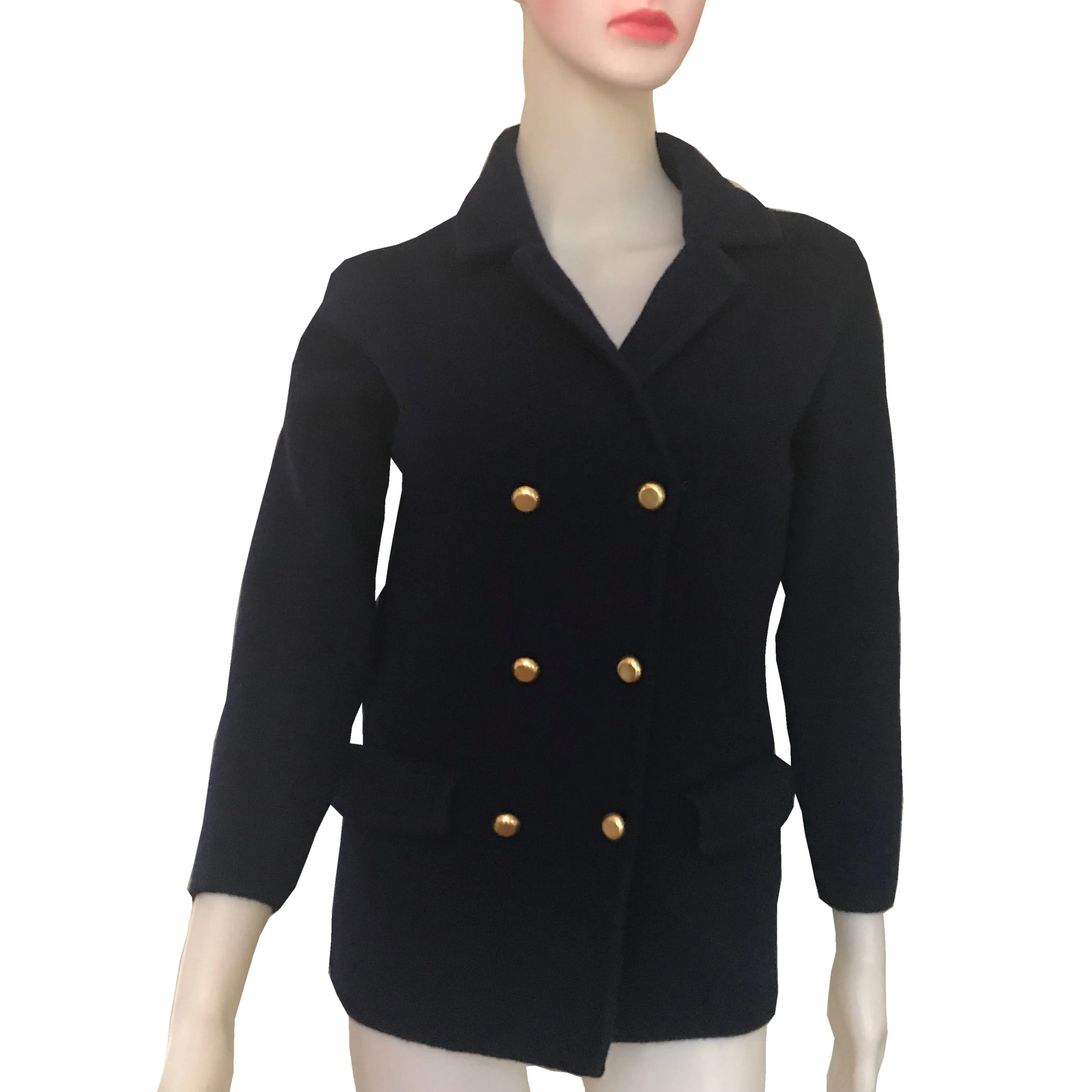 Vintage 1970s Military Style Navy Blue Wool Jacket