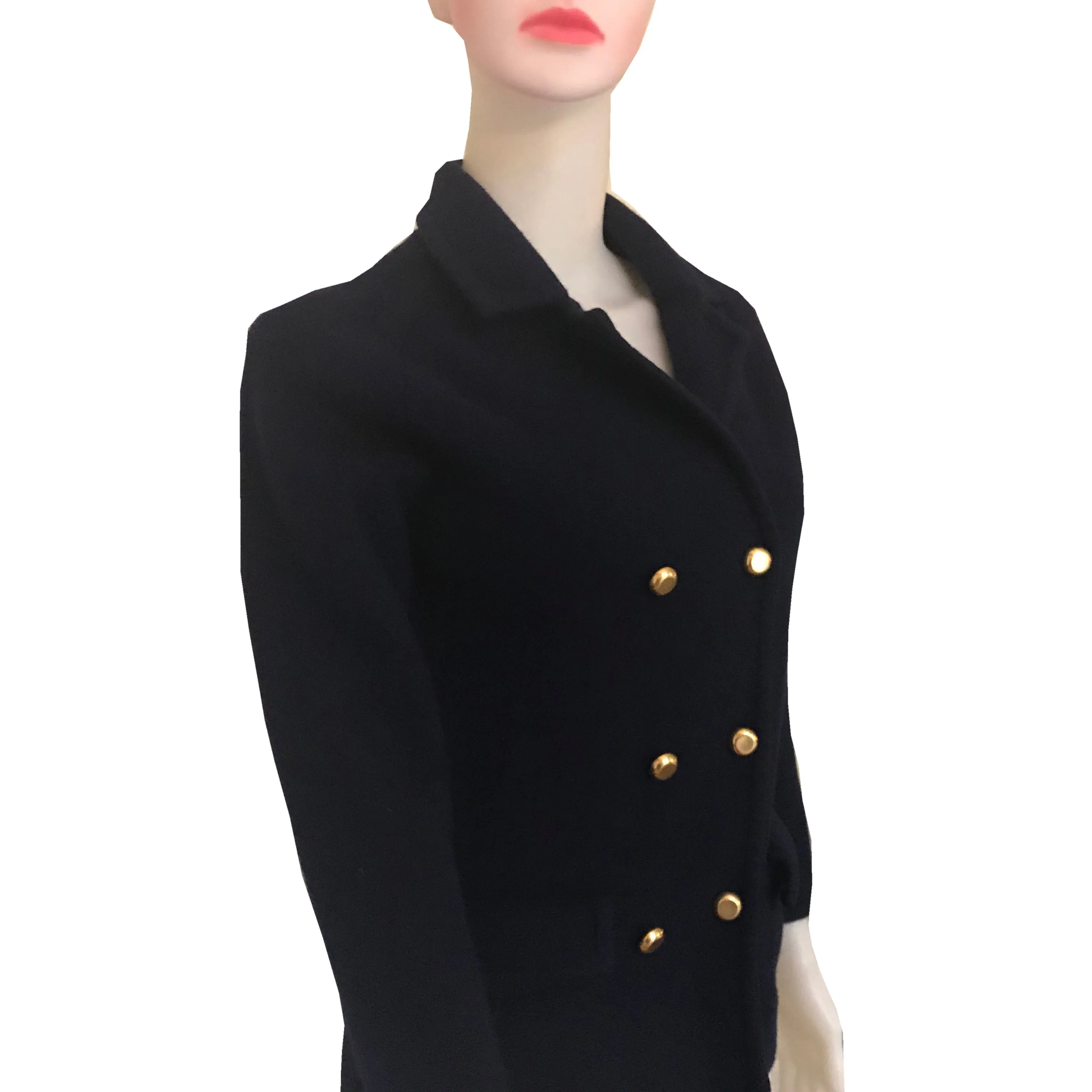 Vintage 1970s Military Style Navy Blue Wool Jacket