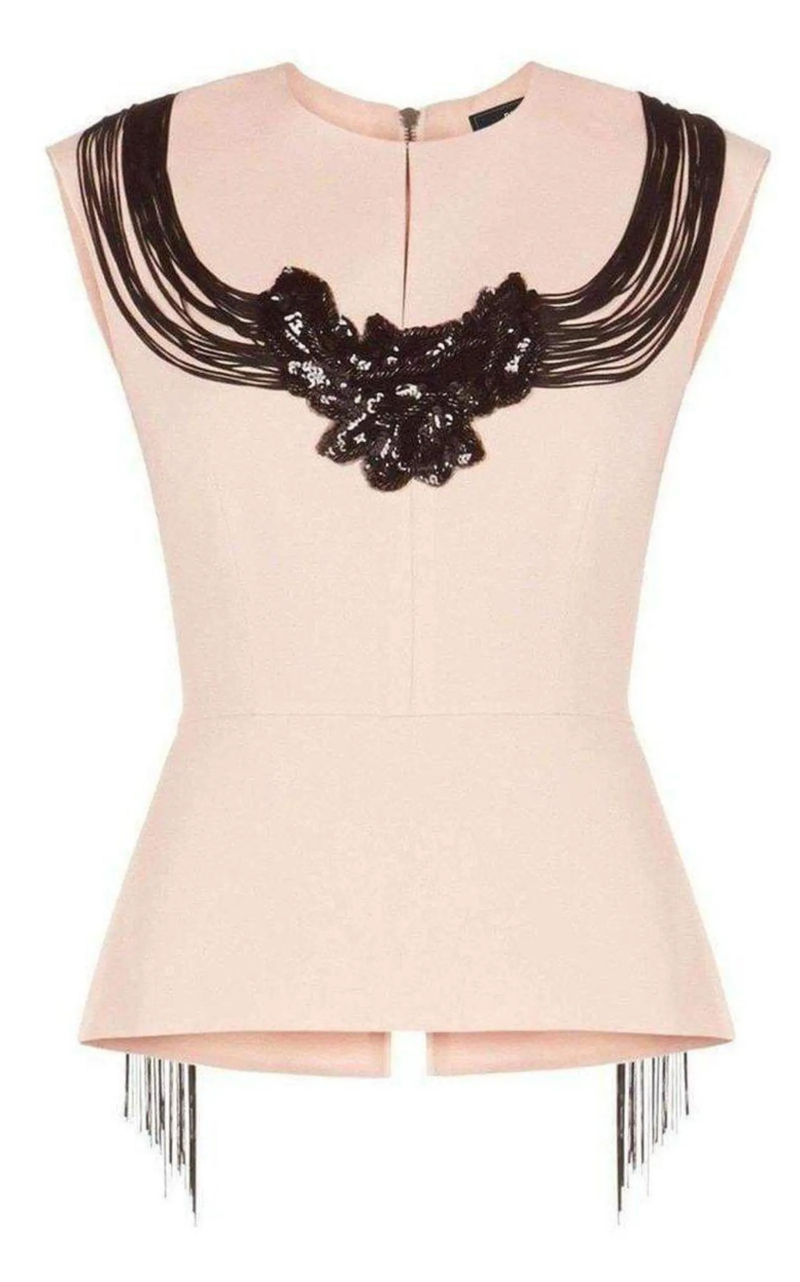 Virginie Beaded Fringe Peplum Top