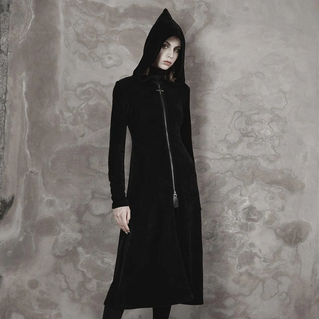 Wizard Hat zipper collect waist knit long coat OPY-643XCF