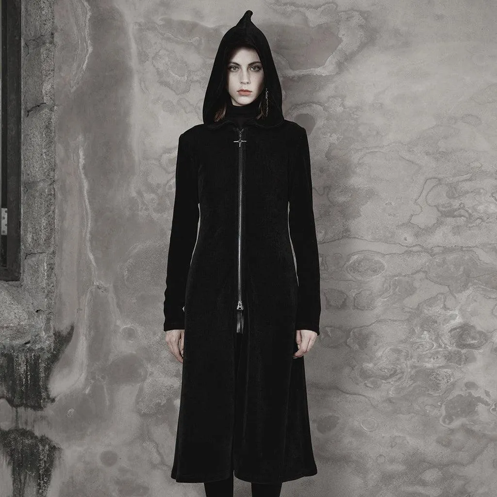 Wizard Hat zipper collect waist knit long coat OPY-643XCF