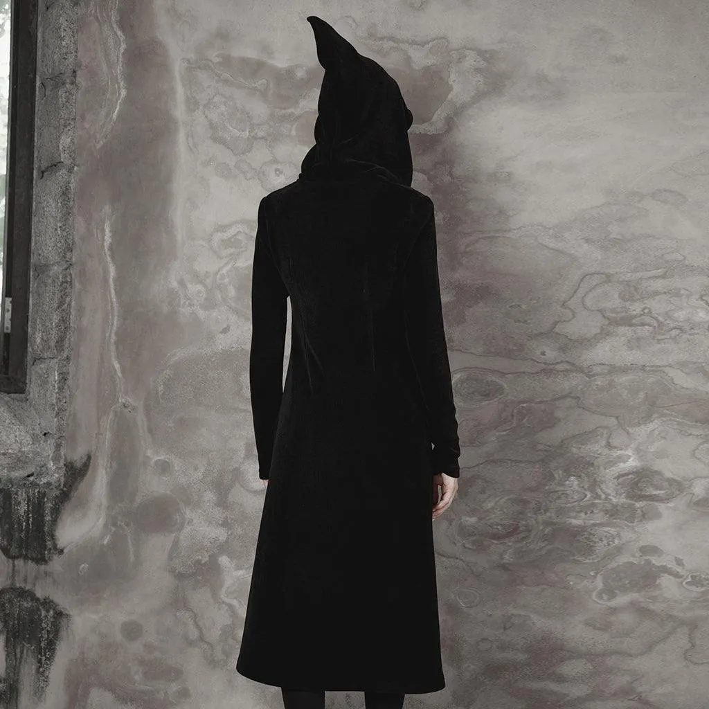Wizard Hat zipper collect waist knit long coat OPY-643XCF