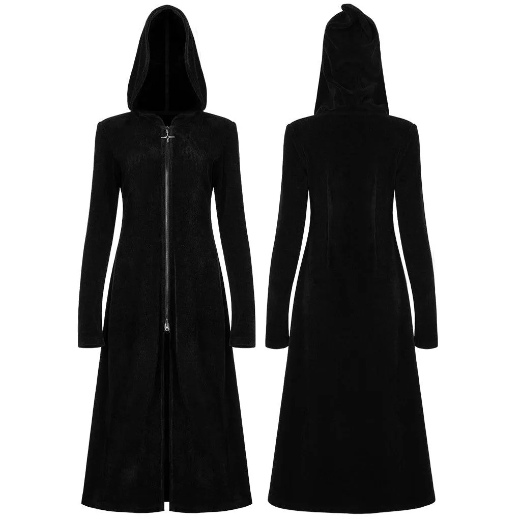 Wizard Hat zipper collect waist knit long coat OPY-643XCF