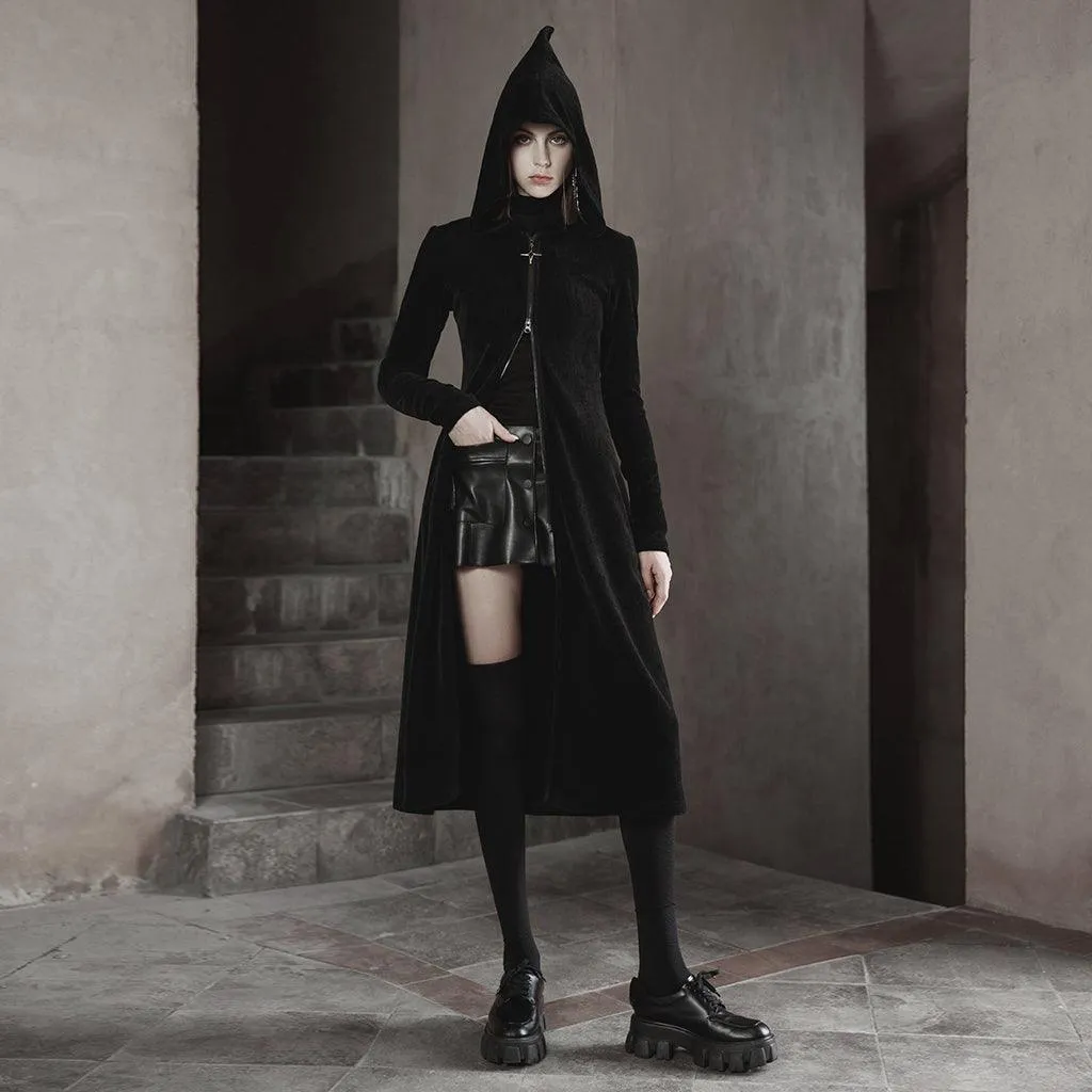 Wizard Hat zipper collect waist knit long coat OPY-643XCF