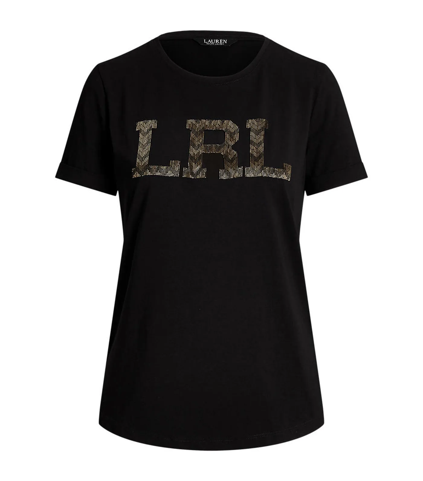 Women's Beaded Logo Jersey Tee Black