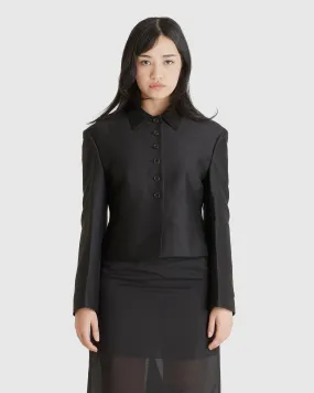Wool Silk Button Up Jacket