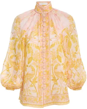 Yellow Palm Lyre Billow Blouse
