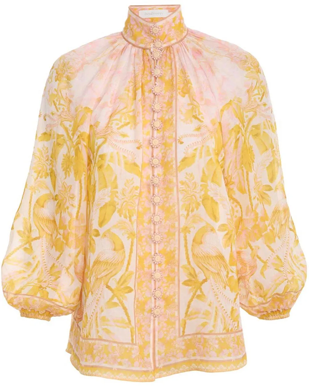 Yellow Palm Lyre Billow Blouse