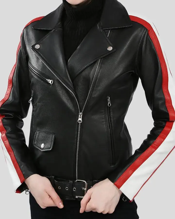 Zelda Black Biker Leather Jacket