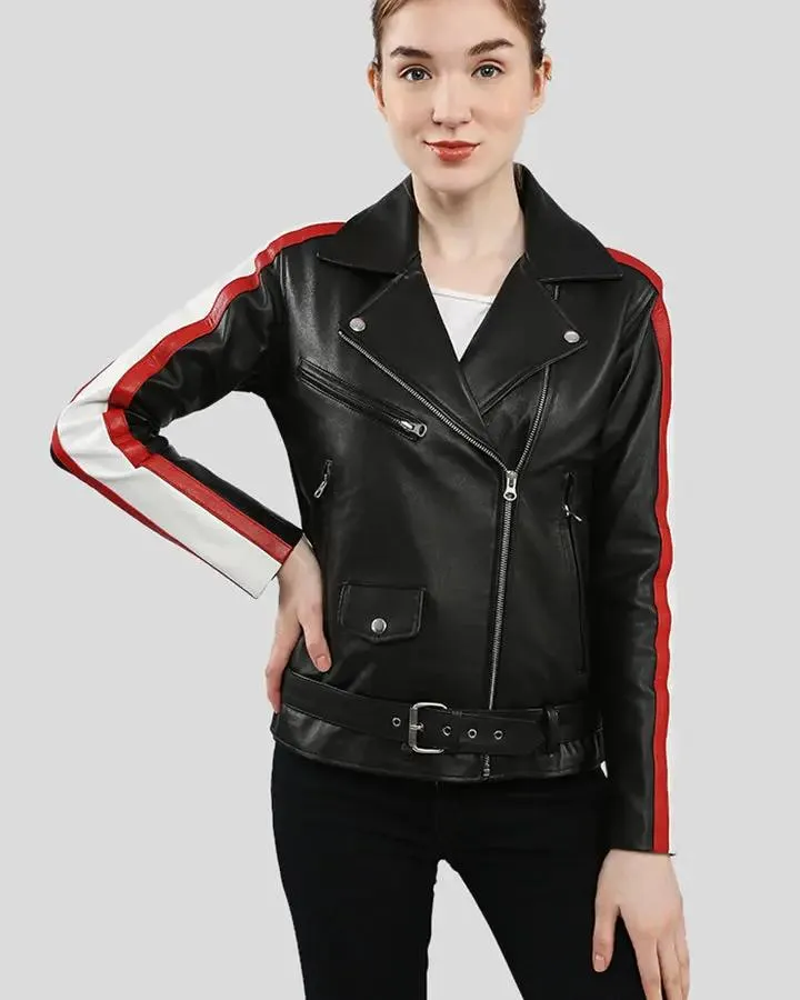 Zelda Black Biker Leather Jacket