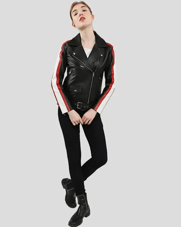 Zelda Black Biker Leather Jacket