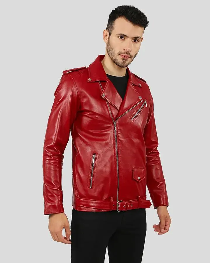 Zuse Red Motorcycle Leather Jacket