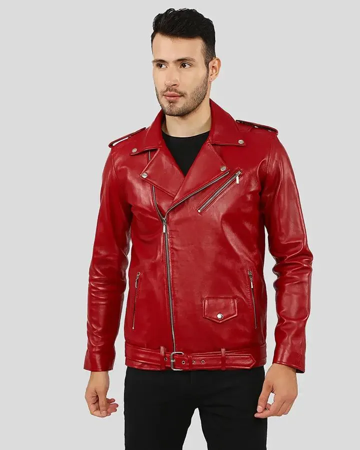 Zuse Red Motorcycle Leather Jacket