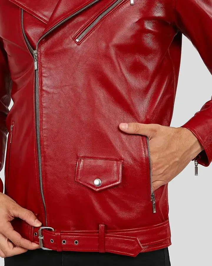 Zuse Red Motorcycle Leather Jacket